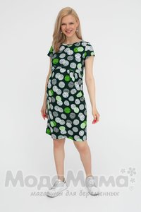 мм505-101201-Платье для беременных и кормящих, Изумруд/принт